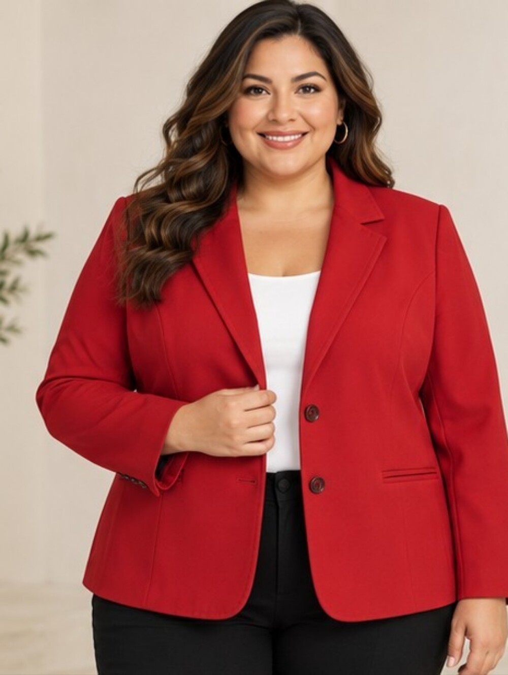 R.Q.T. Woman 22W Red Tailored Blazer Jacket Career Lined